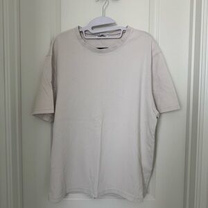 Zara Cream and Black Short Sleeve Men's Tee